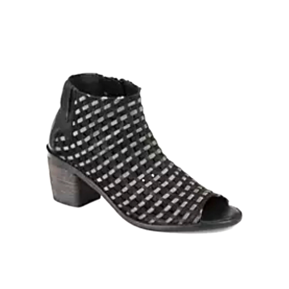 Pliner black&grey woven leather ankle booties
